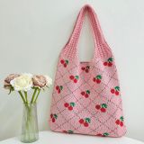 Knitted Cherry Weave Large Capacity Tote Bag