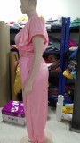 Cute Youthful Fungus Sleeves High Waist Strap Elastic Trousers Suit