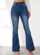 Blue Stretch Mid-Rise Flared Jeans