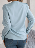 Autumn And Winter Elegant Solid Color Layered V-Neck Long-Sleeved Shirt