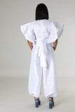 Cute Youthful Fungus Sleeves High Waist Strap Elastic Trousers Suit