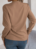 Autumn And Winter Elegant Solid Color Layered V-Neck Long-Sleeved Shirt