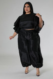 Cute Youthful Fungus Sleeves High Waist Strap Elastic Trousers Suit