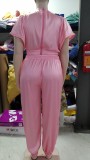 Cute Youthful Fungus Sleeves High Waist Strap Elastic Trousers Suit