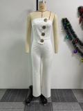 Sleeveless Bandeau Hip-covering Stretch Wide-leg Jumpsuit