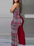 Sexy Contrast Color Stitching Fashion Print Jumpsuit