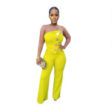 Sleeveless Bandeau Hip-covering Stretch Wide-leg Jumpsuit