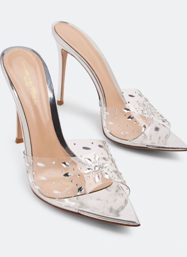 Transparent Snowflake High Heel Sandals Pointed Stiletto Open Toe High Heels
