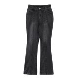 Skinny Low-rise Bone-cut Flared Denim Trousers