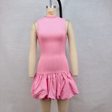 Sexy Back Hollow Slim Fit Pleated Dress