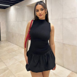 Sexy Back Hollow Slim Fit Pleated Dress