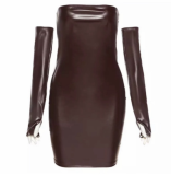 Sexy PU Tube Top Waist Bag Hip Sleeve Dress