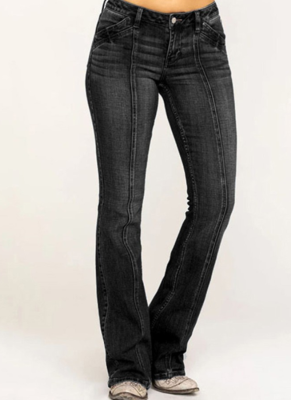 Skinny Low-rise Bone-cut Flared Denim Trousers