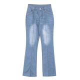 Skinny Low-rise Bone-cut Flared Denim Trousers