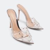 Transparent Snowflake High Heel Sandals Pointed Stiletto Open Toe High Heels