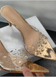 Transparent Snowflake High Heel Sandals Pointed Stiletto Open Toe High Heels