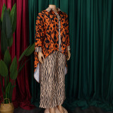 Fashionable Printed Shirt and Wide-leg Pants Two-piece Set