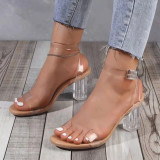 New Style Thick Heel PVC Large Size High Heel Sandals