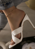 Large Size Square Toe Stiletto Heels With A Cross Strap Sexy Slippers