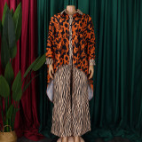 Fashionable Printed Shirt and Wide-leg Pants Two-piece Set