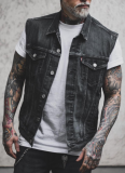 Black Summer Men's Motorcycle Punk Vest Jacket