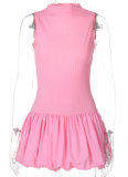 Sexy Slim Fit Hollow Backless Splicing Pleated Dress