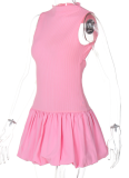 Sexy Slim Fit Hollow Backless Splicing Pleated Dress