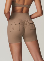 High Waist Hip Lifting Sports Shorts Quick Dry Worker Pocket Fitness Yoga Pants