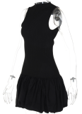 Sexy Slim Fit Hollow Backless Splicing Pleated Dress