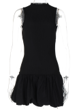 Sexy Slim Fit Hollow Backless Splicing Pleated Dress