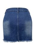 Single-breasted Paneled Slim-fit Denim Skirt