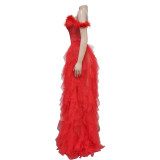 Solid Color Sleeveless Breast-wrap Mesh Floor-length Dress