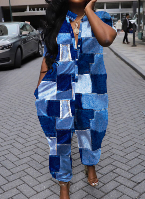 Sexy Camouflage Print Lapel Loose Jumpsuit