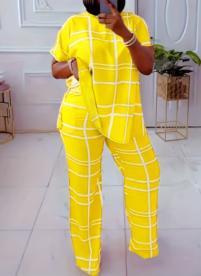 Element Printed V-neck Casual Large Size Two-piece Set