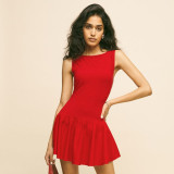 Solid Sleeveless Paneled Mini Dress