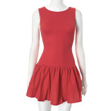 Solid Sleeveless Paneled Mini Dress