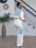 Striped Color-blocked Long-sleeved Shirt and Casual Trousers Suit