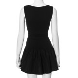 Solid Sleeveless Paneled Mini Dress