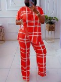 Element Printed V-neck Casual Large Size Two-piece Set