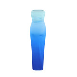Sexy Tube Top Gradient Mid-length Dress