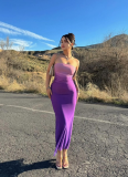 Sexy Tube Top Gradient Mid-length Dress