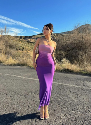 Sexy Tube Top Gradient Mid-length Dress