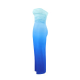 Sexy Tube Top Gradient Mid-length Dress