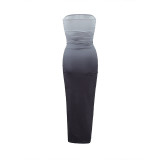 Sexy Tube Top Gradient Mid-length Dress