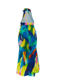 Printed Personalized Halterneck Women's Dress