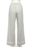 New Autumn And Winter High Waist Contrast Color Ribbon Straight Pants Casual Sweat Pants