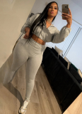Sexy Drawstring Waist Exposed Belly Button Top High Waist Tight Pants Two Piece Set