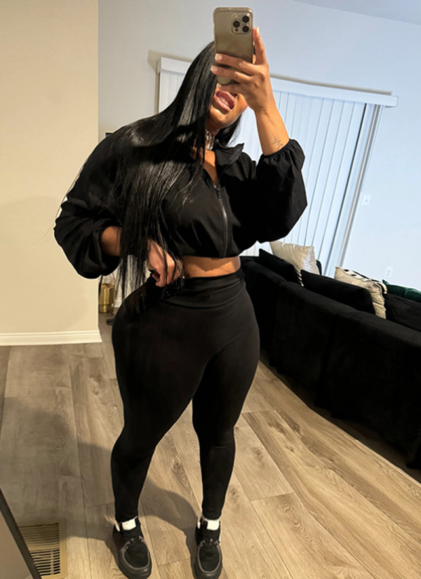Sexy Drawstring Waist Exposed Belly Button Top High Waist Tight Pants Two Piece Set