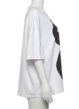 Loose Casual Personalized Print All-Match Round Neck Short-Sleeved T-Shirt