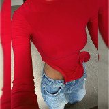 Autumn New Three-dimensional Ruffled Round Neck Trumpet Long-sleeved Top